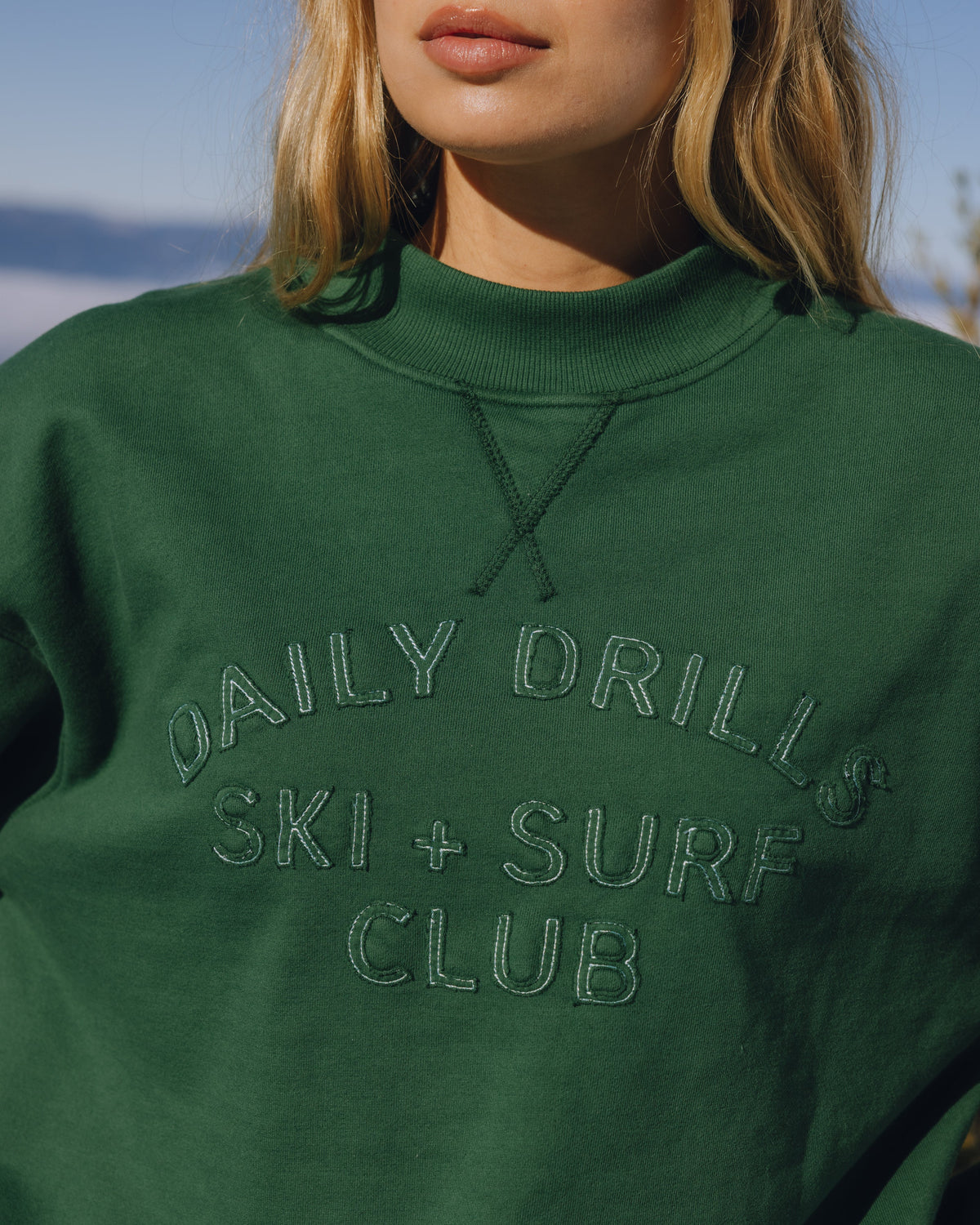 Oversized Vintage Ski + Surf Crew - Forest Green